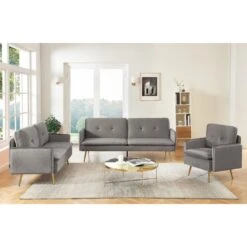 Canapé Droit ADAM Convertible Velours Anthracite -Mobilia Soldes canape adam velours anthracite pied en metal dore 3 pl 7