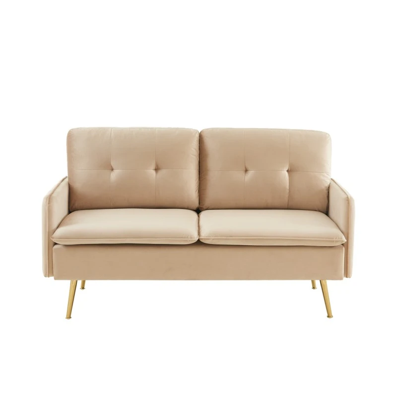 Canapé Droit ADAM Fixe Velours Beige 4 Canapé Droit ADAM Fixe Velours Beige – Image 2