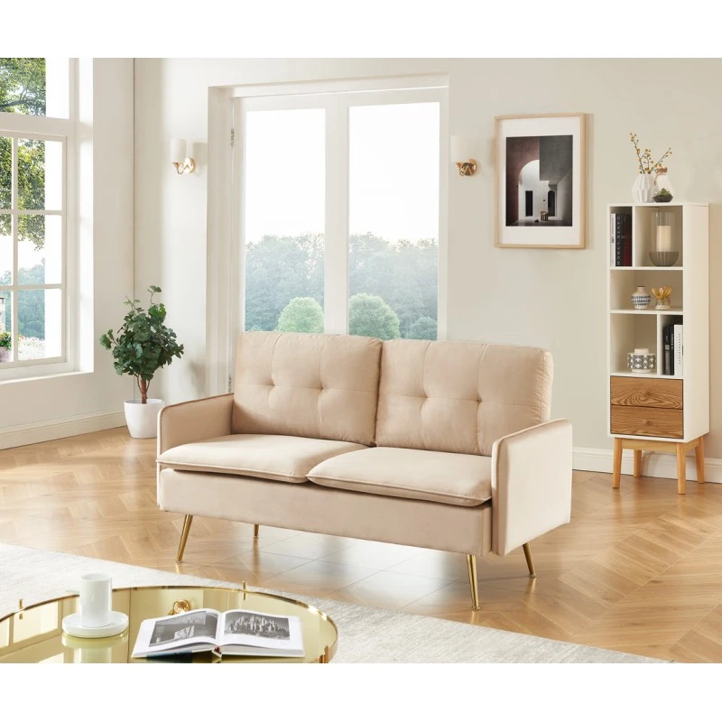 Canapé Droit ADAM Fixe Velours Beige 8 Canapé Droit ADAM Fixe Velours Beige – Image 6