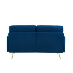 Canapé Droit ADAM Fixe Velours Bleu Marine -Mobilia Soldes canape adam velours bleu marine pied en metal dore 2 pl 3