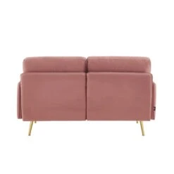 Canapé Droit ADAM Fixe Velours Rose Poudré -Mobilia Soldes canape adam velours rose poudre pied en metal dore 2 pl 3