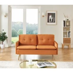 Canapé Droit ADAM Fixe Velours Rouille
