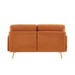 Canapé Droit ADAM Fixe Velours Rouille -Mobilia Soldes canape adam velours rouille pied en metal dore 2 pl 3