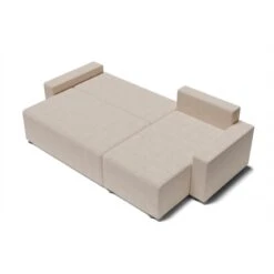 Canapé D'angle ALMA Convertible Tissu Beige 4 Places -Mobilia Soldes canape angle alma convertible tissu beige 4 places 3