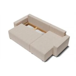 Canapé D'angle ALMA Convertible Tissu Beige 4 Places -Mobilia Soldes canape angle alma convertible tissu beige 4 places 4
