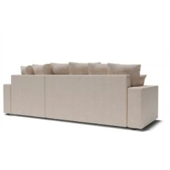 Canapé D'angle ALMA Convertible Tissu Beige 4 Places -Mobilia Soldes canape angle alma convertible tissu beige 4 places 5
