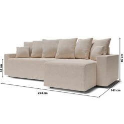 Canapé D'angle ALMA Convertible Tissu Beige 4 Places -Mobilia Soldes canape angle alma convertible tissu beige 4 places 9