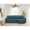 Canapé D'angle ALMA Convertible Tissu Bleu Paon 4 Places 2 Canapé D'angle ALMA Convertible Tissu Bleu Paon 4 Places -Mobilia Soldes canape angle alma convertible tissu bleu paon 4 places