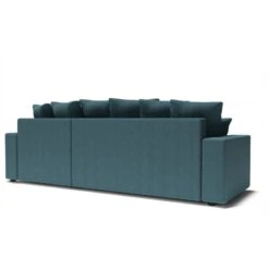 Canapé D'angle ALMA Convertible Tissu Bleu Paon 4 Places -Mobilia Soldes canape angle alma convertible tissu bleu paon 4 places 5