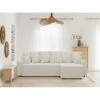 Canapé D'angle ALMA Convertible Tissu Bouclette Blanc 4 Places