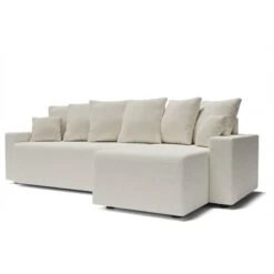 Canapé D'angle ALMA Convertible Tissu Bouclette Blanc 4 Places -Mobilia Soldes canape angle alma convertible tissu bouclette blanc 4 places 2