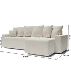 Canapé D'angle ALMA Convertible Tissu Bouclette Blanc 4 Places -Mobilia Soldes canape angle alma convertible tissu bouclette blanc 4 places 8