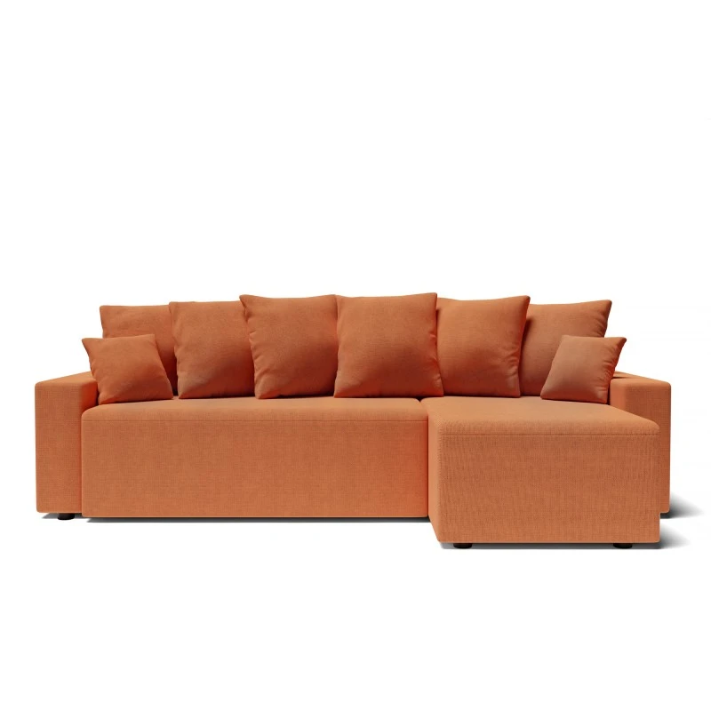 Canapé D'angle ALMA Convertible Tissu Rouille 4 Places 4 Canapé D'angle ALMA Convertible Tissu Rouille 4 Places – Image 2