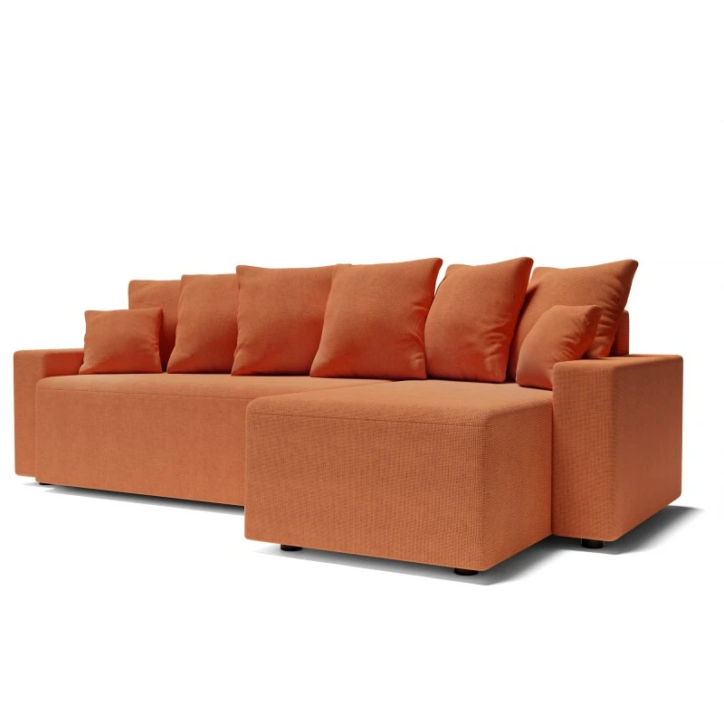 Canapé D'angle ALMA Convertible Tissu Rouille 4 Places 5 Canapé D'angle ALMA Convertible Tissu Rouille 4 Places – Image 3