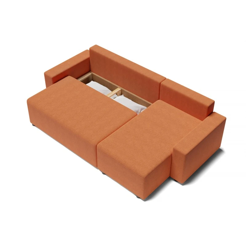 Canapé D'angle ALMA Convertible Tissu Rouille 4 Places 7 Canapé D'angle ALMA Convertible Tissu Rouille 4 Places – Image 5