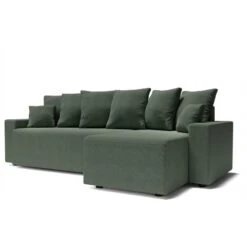 Canapé D'angle ALMA Convertible Tissu Vert 4 Places -Mobilia Soldes canape angle alma convertible tissu vert 4 places 2