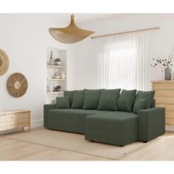 Canapé D'angle ALMA Convertible Tissu Vert 4 Places -Mobilia Soldes canape angle alma convertible tissu vert 4 places 8