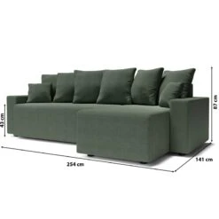 Canapé D'angle ALMA Convertible Tissu Vert 4 Places -Mobilia Soldes canape angle alma convertible tissu vert 4 places 9