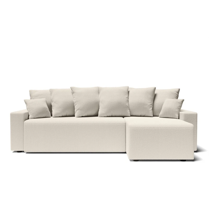 Canapé D'angle ALMA Convertible Velours Côtelé Beige 4 Places 4 Canapé D'angle ALMA Convertible Velours Côtelé Beige 4 Places – Image 2