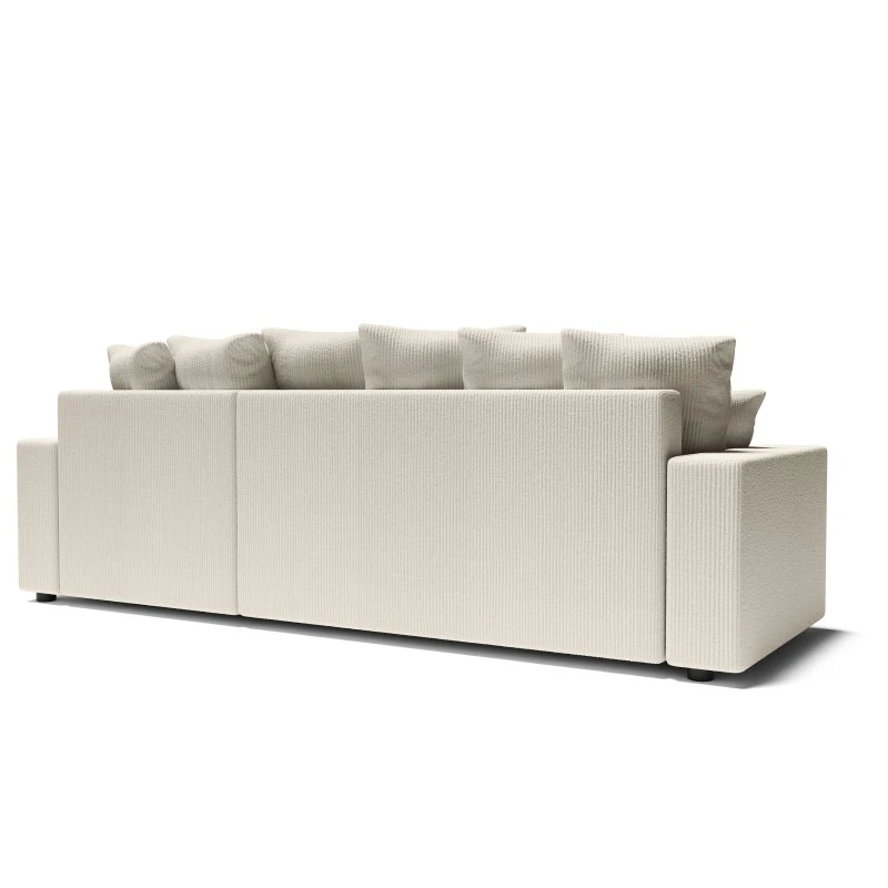 Canapé D'angle ALMA Convertible Velours Côtelé Beige 4 Places 8 Canapé D'angle ALMA Convertible Velours Côtelé Beige 4 Places – Image 6