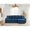 Canapé D'angle ALMA Convertible Velours Côtelé Bleu Cobalt 4 Places -Mobilia Soldes canape angle alma convertible velours cotele bleu cobalt 4 places