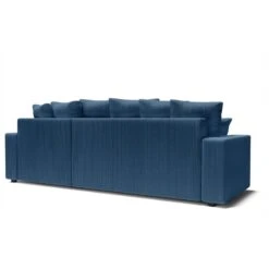 Canapé D'angle ALMA Convertible Velours Côtelé Bleu Cobalt 4 Places -Mobilia Soldes canape angle alma convertible velours cotele bleu cobalt 4 places 5