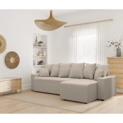 Canapé D'angle ALMA Convertible Velours Côtelé Grège 4 Places 20 Canapé D'angle ALMA Convertible Velours Côtelé Grège 4 Places -Mobilia Soldes canape angle alma convertible velours cotele grege 4 places 8