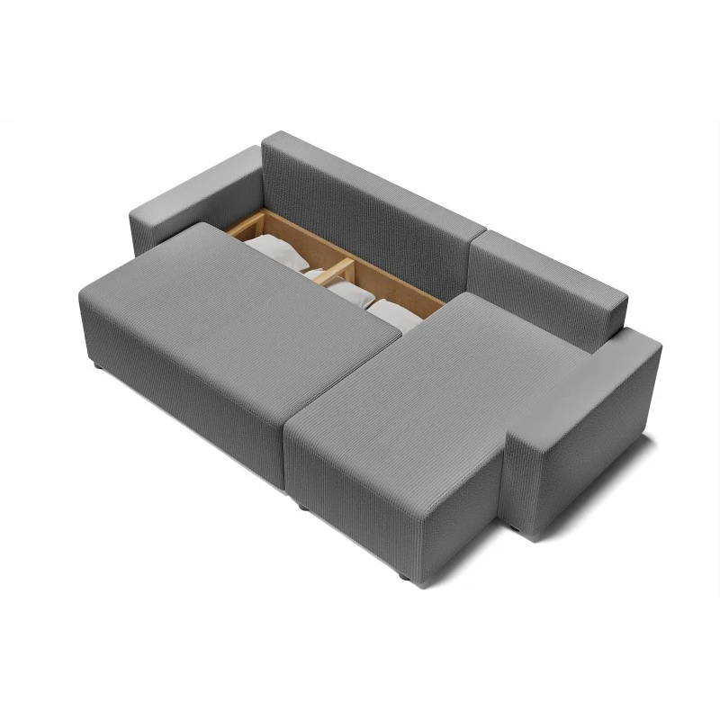 Canapé D'angle ALMA Convertible Velours Côtelé Gris Souris 4 Places 7 Canapé D'angle ALMA Convertible Velours Côtelé Gris Souris 4 Places – Image 5