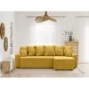 Canapé D'angle ALMA Convertible Velours Côtelé Jaune 4 Places
