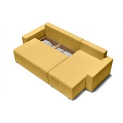 Canapé D'angle ALMA Convertible Velours Côtelé Jaune 4 Places -Mobilia Soldes canape angle alma convertible velours cotele jaune 4 places 5