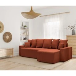 Canapé D'angle ALMA Convertible Velours Côtelé Terracotta 4 Places 20 Canapé D'angle ALMA Convertible Velours Côtelé Terracotta 4 Places -Mobilia Soldes canape angle alma convertible velours cotele terracotta 4 places 8