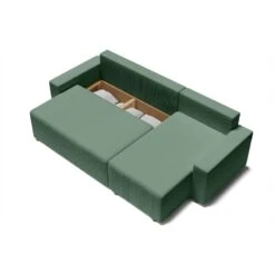 Canapé D'angle ALMA Convertible Velours Côtelé Vert 4 Places -Mobilia Soldes canape angle alma convertible velours cotele vert 4 places 4