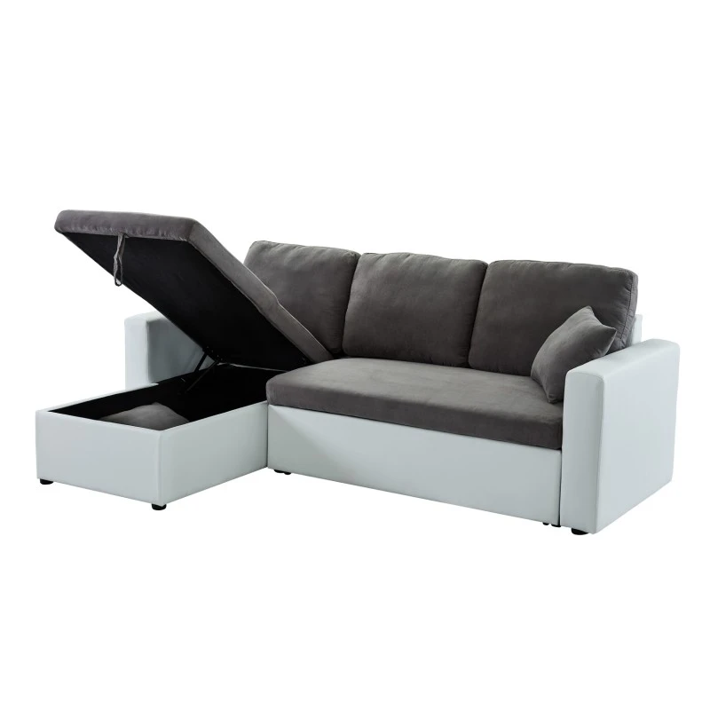 Canapé D'angle ASPEN Gris Et Blanc 4 Accroches 7 Canapé D'angle ASPEN Gris Et Blanc 4 Accroches – Image 5