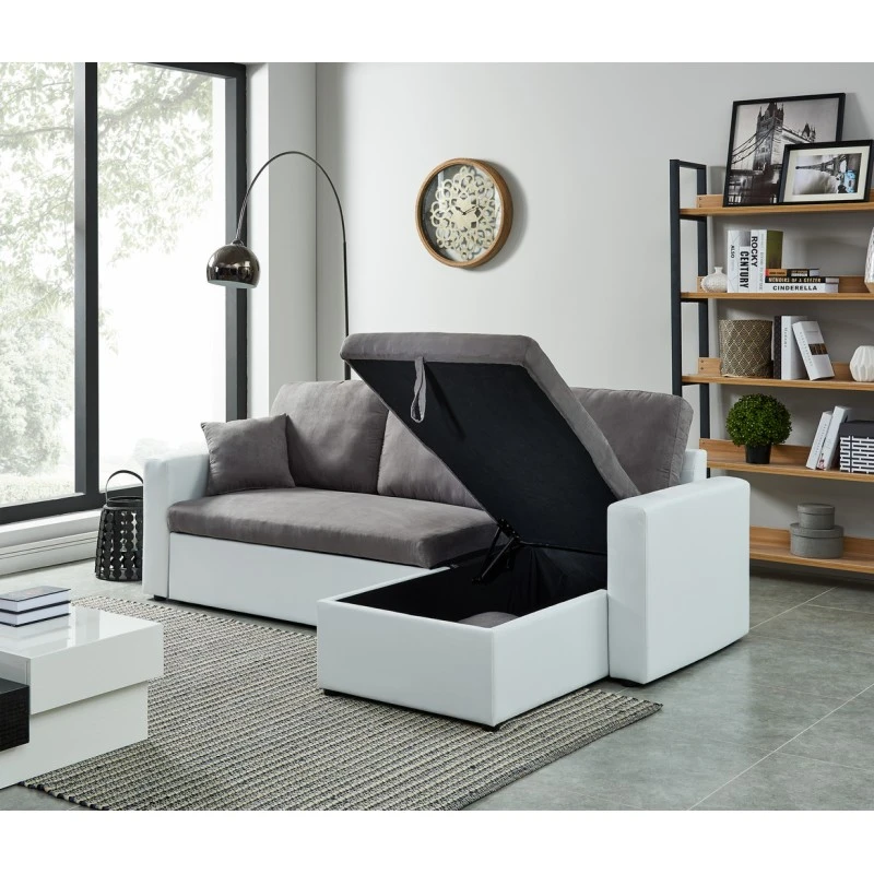 Canapé D'angle ASPEN Gris Et Blanc 4 Accroches 10 Canapé D'angle ASPEN Gris Et Blanc 4 Accroches – Image 8