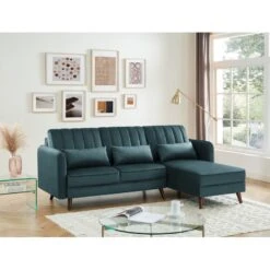 Canapé D'angle IDAHO Tissu Bleu Vert Fixe 13 Canapé D'angle IDAHO Tissu Bleu Vert Fixe -Mobilia Soldes canape angle idaho tissu bleu vert angle fixe 5