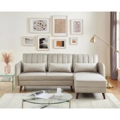 Canapé D'angle IDAHO Tissu Sable Fixe