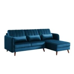 Canapé D'angle IDAHO En Velours Bleu Fixe 10 Canapé D'angle IDAHO En Velours Bleu Fixe -Mobilia Soldes canape angle idaho velours bleu angle fixe 2