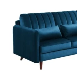 Canapé D'angle IDAHO En Velours Bleu Fixe 12 Canapé D'angle IDAHO En Velours Bleu Fixe -Mobilia Soldes canape angle idaho velours bleu angle fixe 4