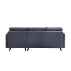 Canapé D'angle IDAHO En Velours Gris Fixe -Mobilia Soldes canape angle idaho velours gris angle fixe 3