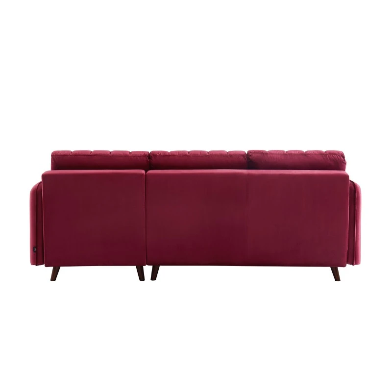 Canapé D'angle IDAHO En Velours Rouge Bordeaux Fixe 6 Canapé D'angle IDAHO En Velours Rouge Bordeaux Fixe – Image 4