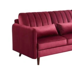 Canapé D'angle IDAHO En Velours Rouge Bordeaux Fixe 13 Canapé D'angle IDAHO En Velours Rouge Bordeaux Fixe -Mobilia Soldes canape angle idaho velours rouge angle fixe 5