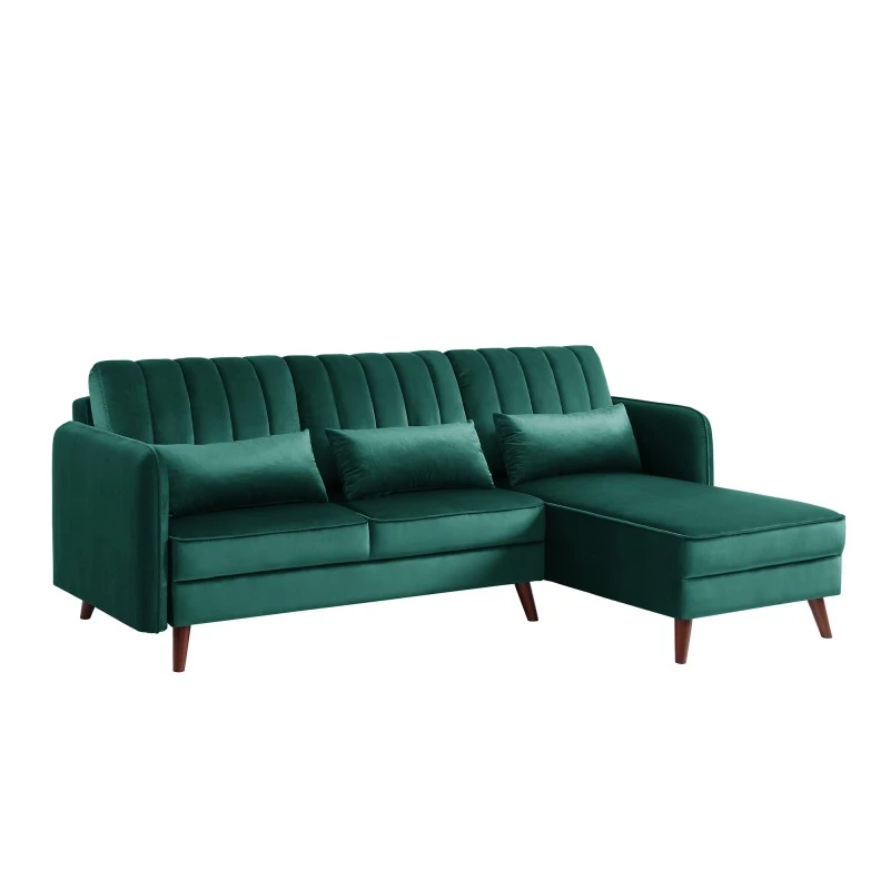 Canapé Angle IDAHO En Velours Vert Fixe 4 Canapé Angle IDAHO En Velours Vert Fixe – Image 2
