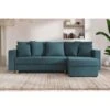 Canapé D'angle KRISTI Convertible Tissu Bleu Paon 4 Places -Mobilia Soldes canape angle kristi convertible tissu bleu paon 4 places
