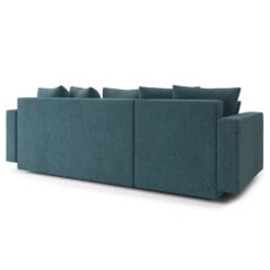 Canapé D'angle KRISTI Convertible Tissu Bleu Paon 4 Places -Mobilia Soldes canape angle kristi convertible tissu bleu paon 4 places 5
