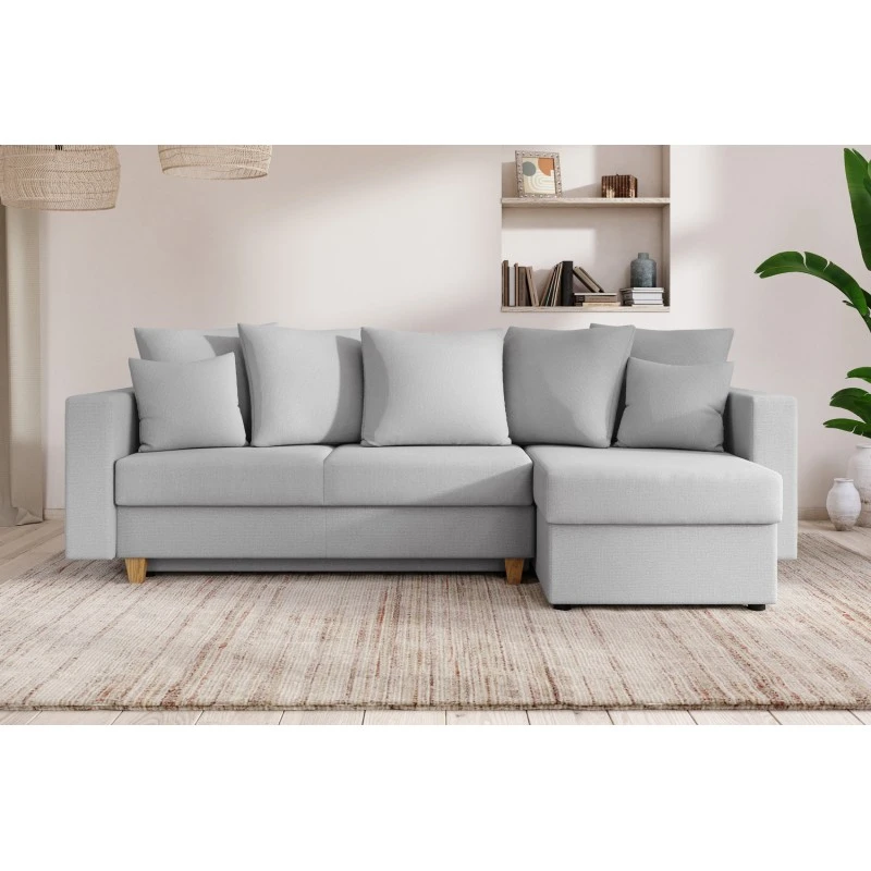 Canapé D'angle KRISTI Convertible Tissu Gris 4 Places 3 Canapé D'angle KRISTI Convertible Tissu Gris 4 Places