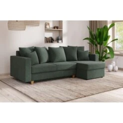 Canapé D'angle KRISTI Convertible Tissu Vert 4 Places -Mobilia Soldes canape angle kristi convertible tissu vert 4 places 8