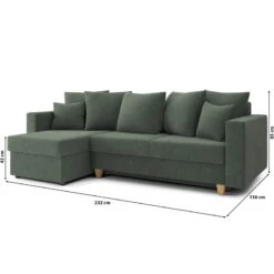 Canapé D'angle KRISTI Convertible Tissu Vert 4 Places -Mobilia Soldes canape angle kristi convertible tissu vert 4 places 9