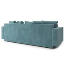 Canapé D'angle KRISTI Convertible Velours Côtelé Bleu Clair 4 Places -Mobilia Soldes canape angle kristi convertible velours cotele bleu clair 4 places 5