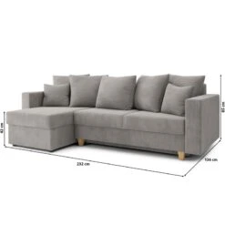 Canapé D'angle KRISTI Convertible Velours Côtelé Gris Clair 4 Places -Mobilia Soldes canape angle kristi convertible velours cotele gris claire 4 places 8