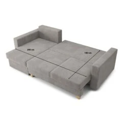 Canapé D'angle KRISTI Convertible Velours Côtelé Gris Clair 4 Places -Mobilia Soldes canape angle kristi convertible velours cotele gris claire 4 places 9